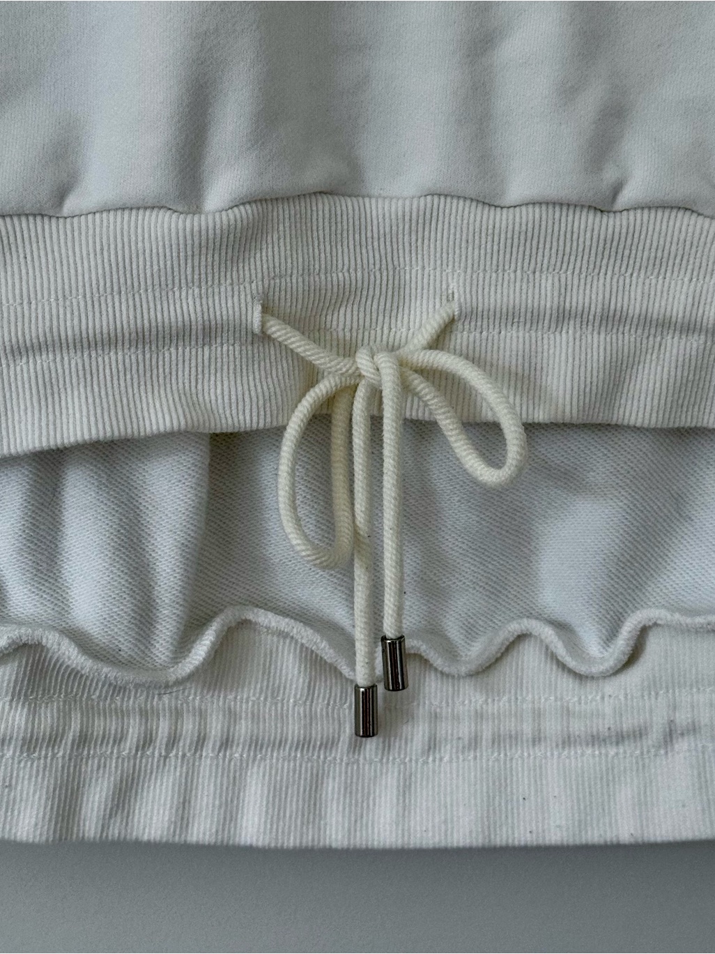 Nap Loungewear Terry Cropped Boxy Drawstring Hem Mock Neck Sweatshirt, White M — image 4 of 7